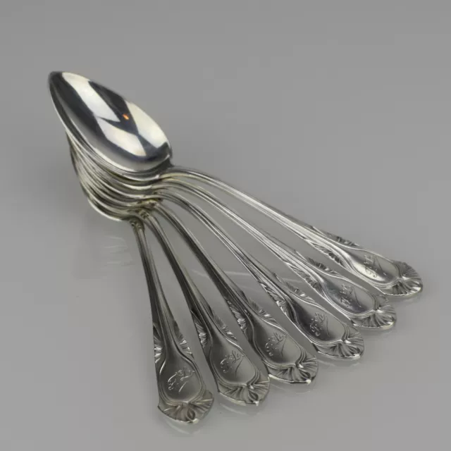 Antique Art Nouveau Set of 6 Silver 0.800 ☾♔ Coffee Spoons by Bruckmann