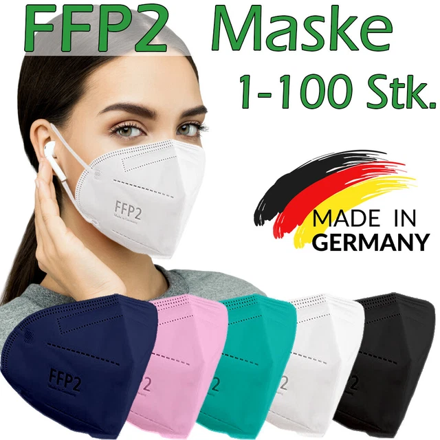 TubeRoo FFP2 Maske Schwarz 50 Stück - Atemschutzmaske Mit Weichen Ohrschlaufen