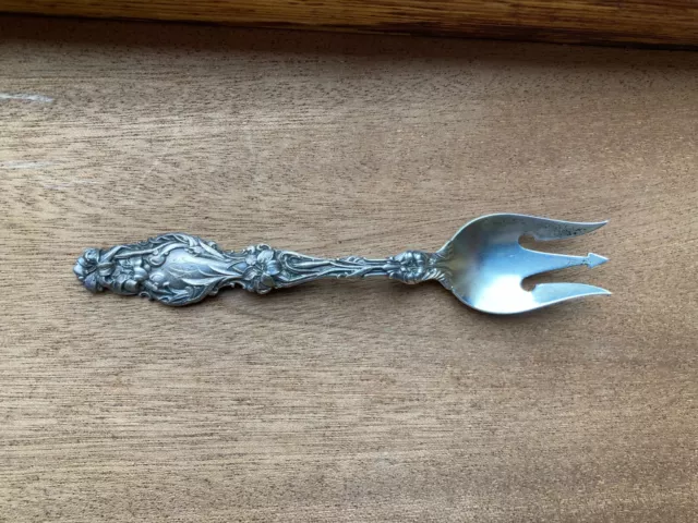 Old ORIGINAL PAT 1902   LILY  Whiting sterling TERRAPIN  FORK