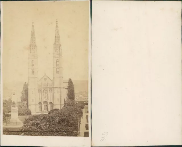 Allemagne, Wiesbaden, Eglise Saint-Boniface sur la place Louise Vintage CDV albu