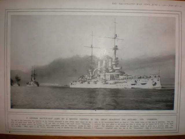 WW1 photo Germany battle-ship Pommern 1916