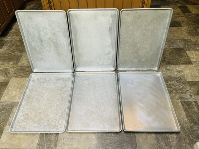 Lot of 6 Commercial 18x26 Full Size Bakery Baking Aluminum Sheet Pans Cook Trays