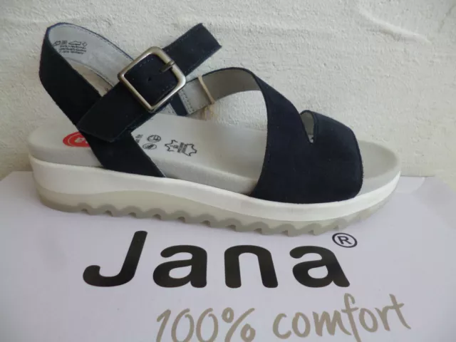 Jana Femmes Sandale Sandales Sandalette Sandalettes 28600 Cuir Bleu Neuf