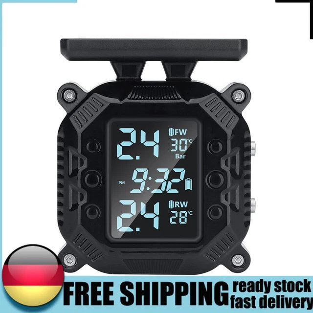 Wireless Motorcycle TPMS Tire Pressure Monitoring Alarm for Motorbike Scooter DE