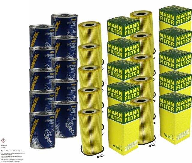 10x Originale Mann Filtro Olio Hu 951 X+ 10x Sct Motore Rosso Lavaggio Motore
