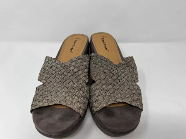 Bare Traps Bronze Ellsa Woven 2.5" Wedge Slides Shoes Sandals Womens Sz 8.5 M 2