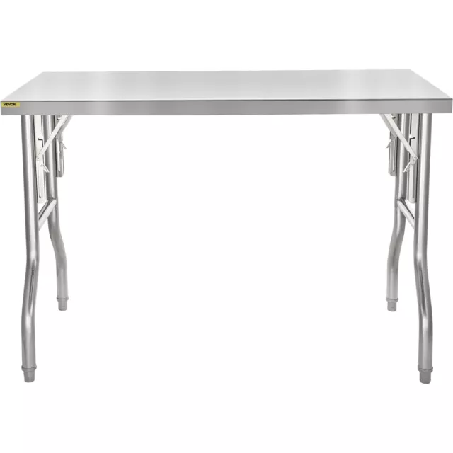 VEVOR Commercial Stainless Steel Folding Work Prep Tables Open Kitchen 48x30 In