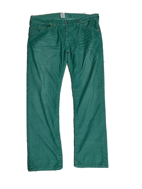 True Religion Men's Geno Corduroy Green Pants SZ 40 Button Fly True Religion Men's Geno Corduroy Green Pants SZ 40 Button Fly