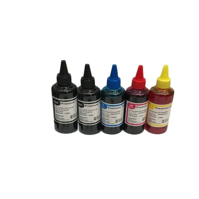 5 x 100ml Printer & Ciss Refill Ink Bottle fits Epson HP Canon Brother Kit