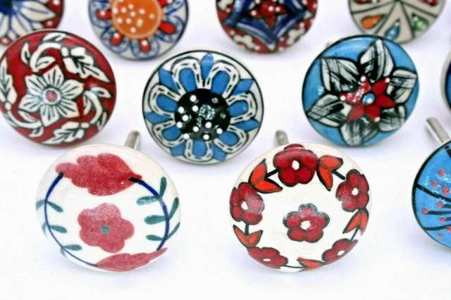 LOT of 30 Pcs Ceramic Closet Wardrobes Handles Cabinet MULTI COLOR Drawer Knobs