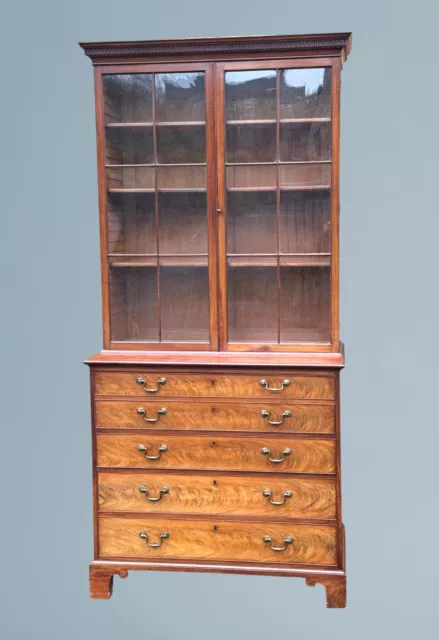 George III Mahogany Secretaire Bookcase