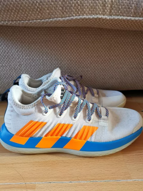 Mens Size Uk 7.5 White Blue Orange Adidas Stabil Next Gen Pri Indoor Sports