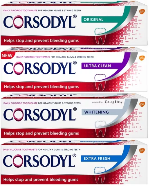 Dentifrice Corsodyl ® extra frais/ultra propre/blanchissant AIDE À SAIGNER LA GOMME, PLAQUE