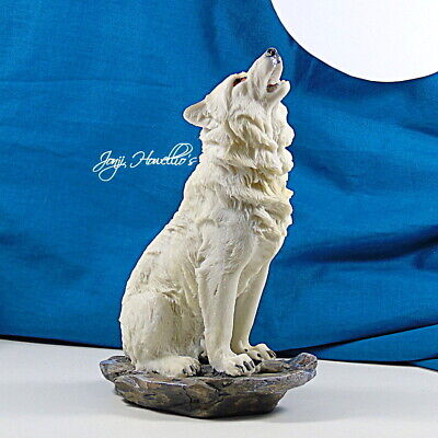 Wolf Howling Ornament Figurine Sculpture Statue Winter White Art Home Decor Gift