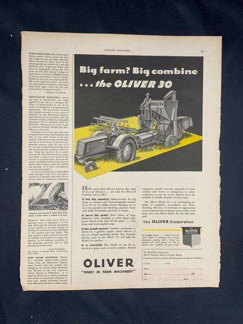 Magazine Ad* - 1947 - Oliver "30" Combine