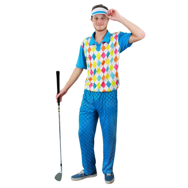 Mens Golfer Fancy Dress Golfing Costume Pub Golf Sports Uniform Stag Party