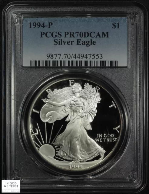 1994 P Proof American Silver Eagle ASE One Dollar $1 PCGS PR 70 DCAM Deep Cameo