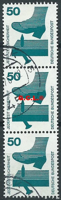 BRD Bund 1971 Unfallverhütung Mi. 700A gestempelt senkrechter 3´er Block