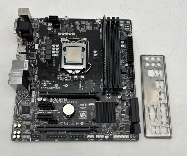 GIGABYTE GA-H170M-DS3H MOTHERBOARD w/ i3-6100 SR2HG CPU