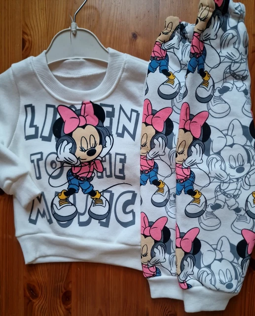 Disney Minnie Mouse Baby Girls 9-12 Months Trousers Set Sweatshirt Jumper Bottom