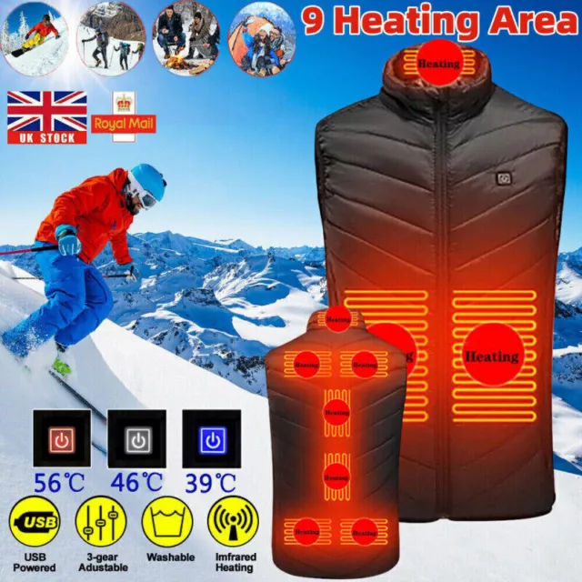 Heated Vest Warm Gilet Winter Men Women Electric USB Jacket Heating Coat Thermal