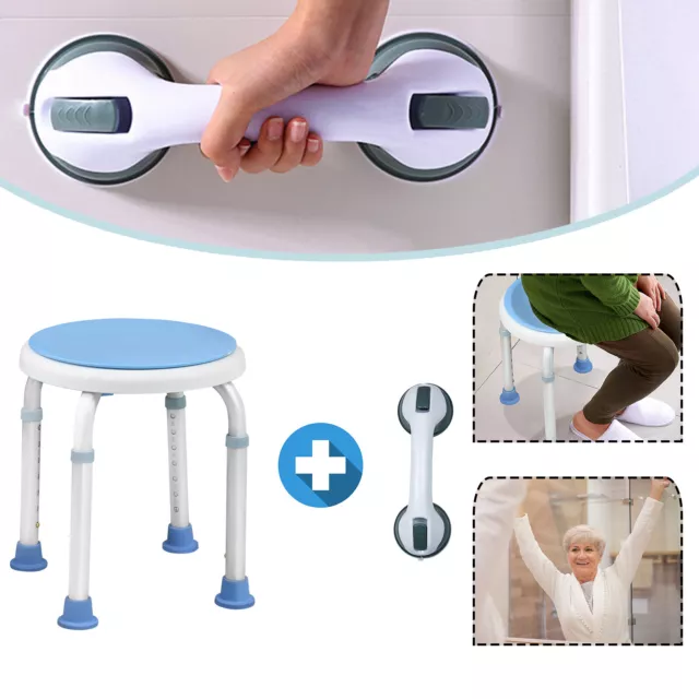 Sgabello doccia girevole 360° sgabello bagno sedia bagno con ventosa maniglia doccia + ausilio doccia
