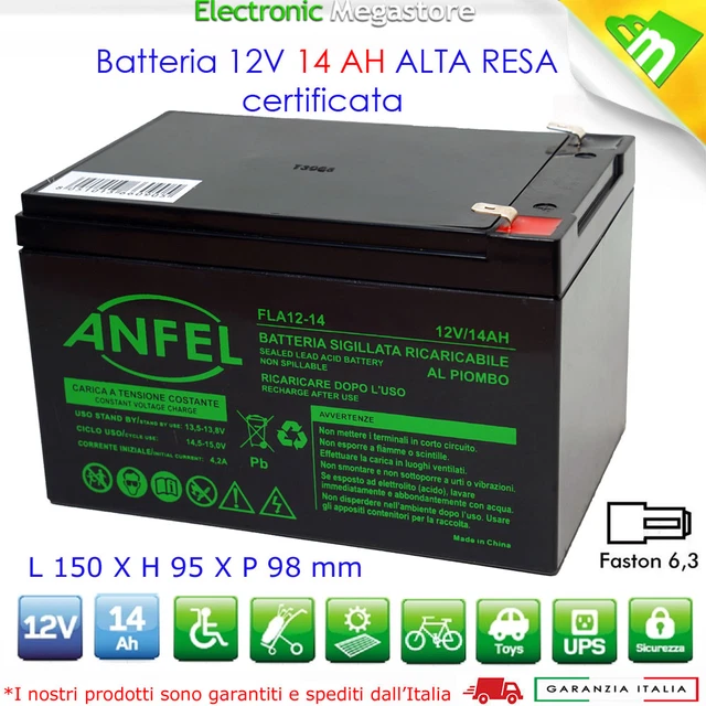 BATTERIA CICLICA PIOMBO 12V 36V 14 AH PER BICICLETTE ELETTRICHE - Foto 5