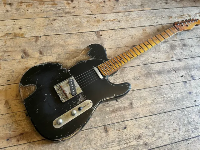 Telecaster Black aged Heavy Relic Vintage Style Great Player checked paint