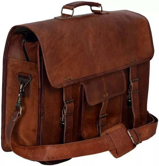 Genuine Vintage Brown Leather Messenger Shoulder Laptop Bag Briefcase New Men's 2