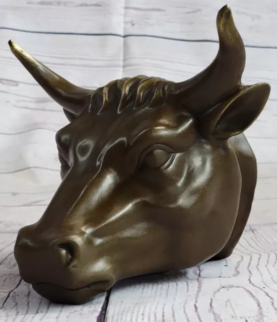 Colgante de Pared Bronce Escultura - Bulls Cabeza - 20cm Alto - Caliente Reparto