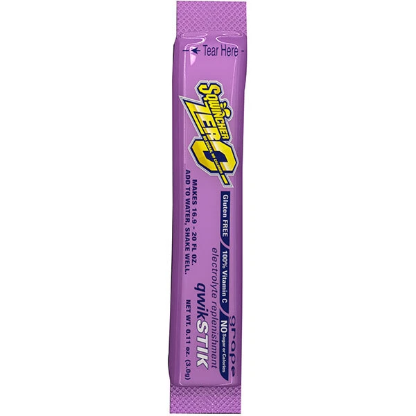 Sqwincher Qwik Stik Zero Single Serve, 0.11 oz Packs, 20 oz Yield, Grape, 50/Bag