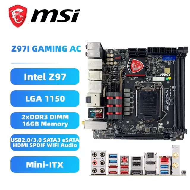 MSI Z97I GAMING AC Motherboard Mini-ITX Intel Z97 LGA1150 DDR3 SATA3 HDMI SPDIF
