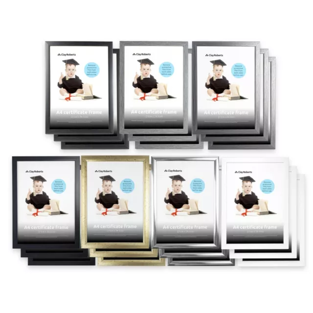 A4 Photo Frames Pack of 3, Certificate Art Picture Frame Black White Silver Grey