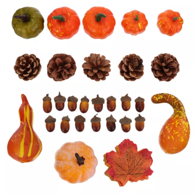 Artificial Pumpkin & Maple Leaf Decoration Set (128 pcs)
