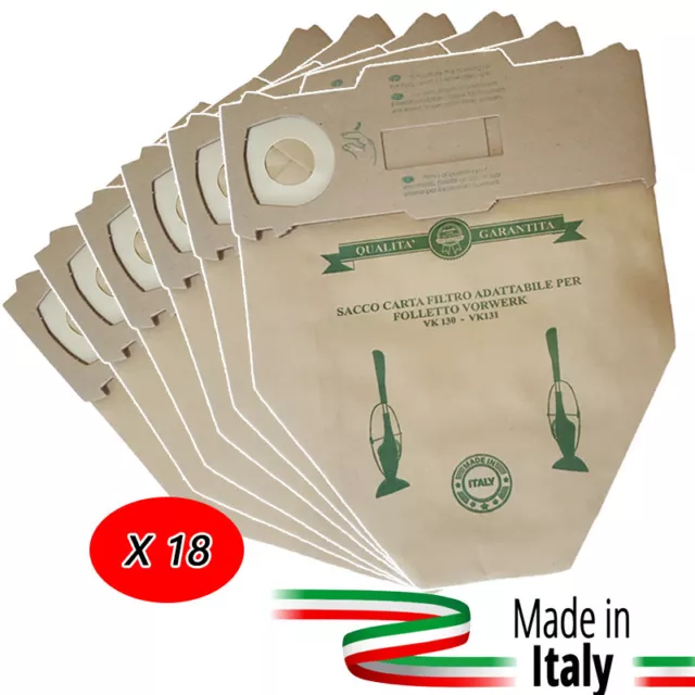 made in italy SACCHETTI FOLLETTO VK 130 VK 131 18pz PER VORWERK KOBOLD VK130