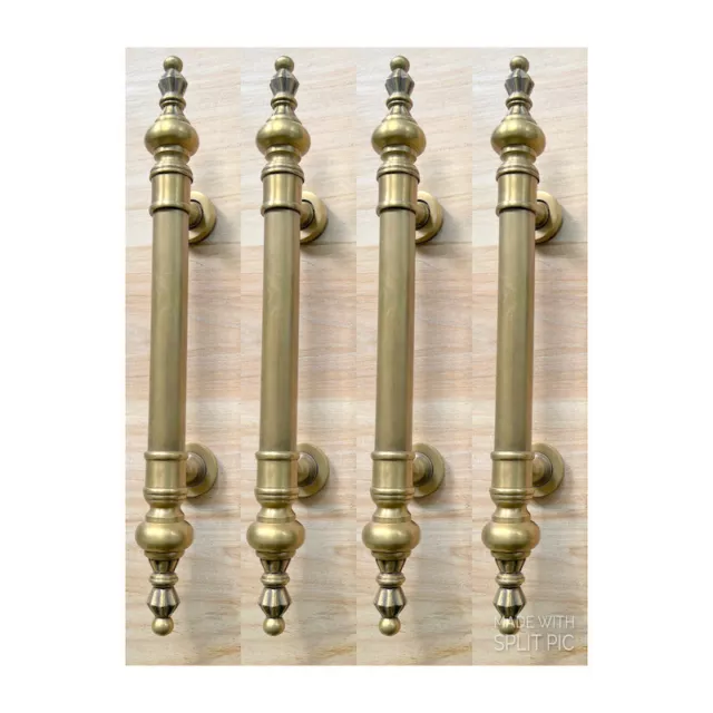 4 large 50cm DOOR handle pull solid SPUN aged brass old style hollow 18 "B