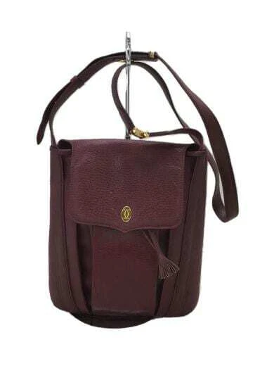 Cartier Shoulder Bag Leather Brd With Rubbing