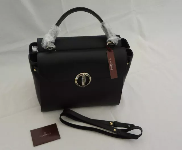 italienische Leder-Handtasche von DAVIDOFF: GINA #22395 SCHWARZ + Schulterriemen 2