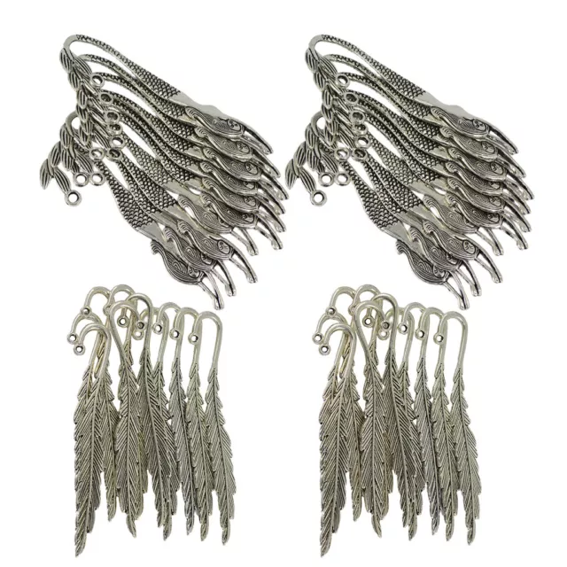 40pcs Alloy Metal Feather Mermaid Bookmark Charms For Beading Finding Craft