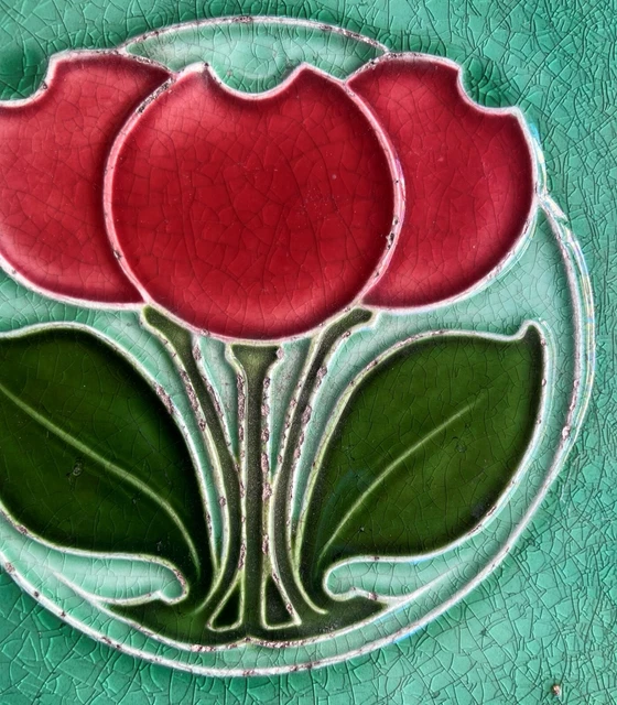 Alfred Meakin - Antique Art Nouveau Majolica Tile C1900 2