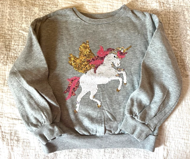 Jumper Girls  Unicorn Sequin Fleece Sweatshirt Next Size 6 Years