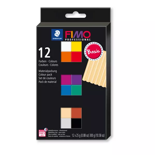 Modelliermasse 8043 C12-1 STAEDTLER FIMO professional Set Basic Colours 12x 25 g