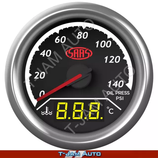 SAAS Trax Dual Gauge 2IN1 Oil Pressure / Water Temp 52mm Gauge