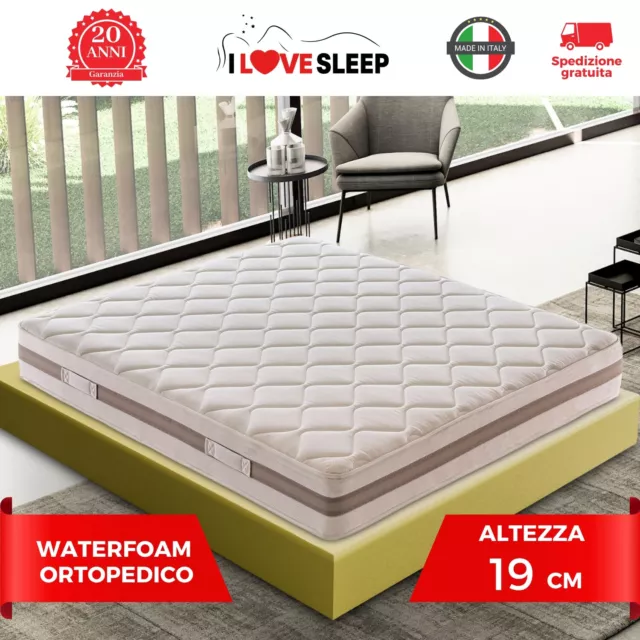 Materasso ortopedico WaterFoam a 11Zone  Alto 19cm 80 90 120 140 160 180 190 200