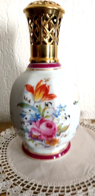 Lampe Berger ancienne en porcelaine Limoges – décor oiseaux - Décoration