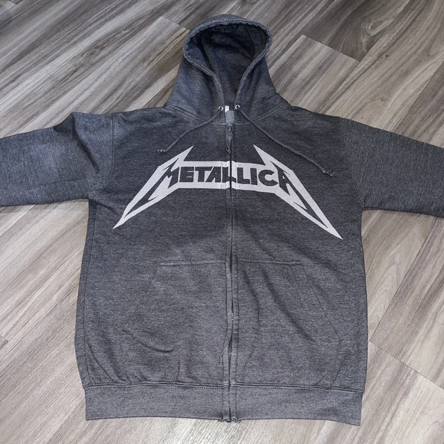 Metallica ‘No Life ‘Til Leather’ Hoodie Zip Up Jacket 2015 Size Medium Grey Rare