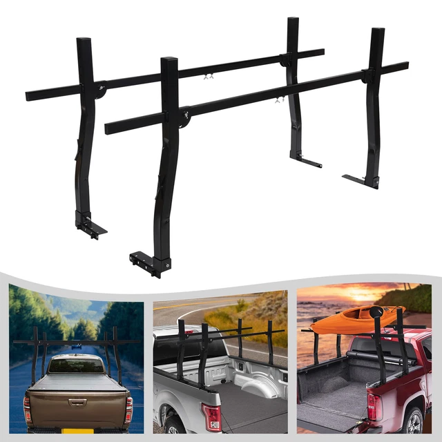 Adjustable Aluminum Truck Bed Ladder Rack - 1000lb Capacity, Fits Kayaks & Lumber