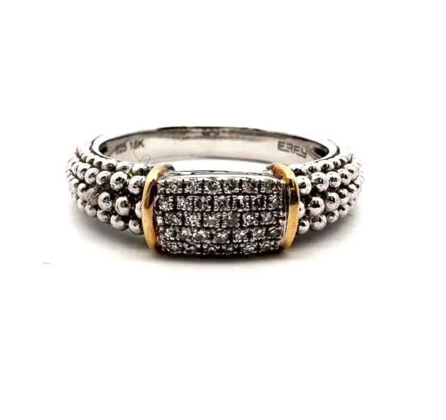 Designer Effy Sterling Silver 18k CZ Pave Band Ring-Size 7-A2293