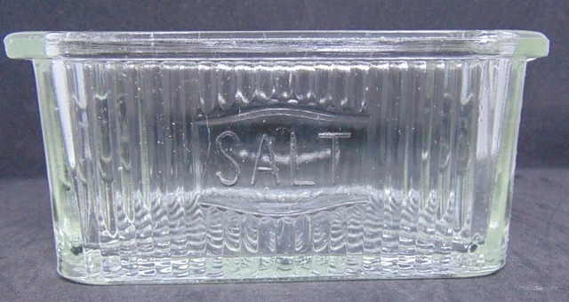 Hoosier Cabinet 1930s Vintage Glass Sneath Saltbox Jar 4 Mission Style Clear