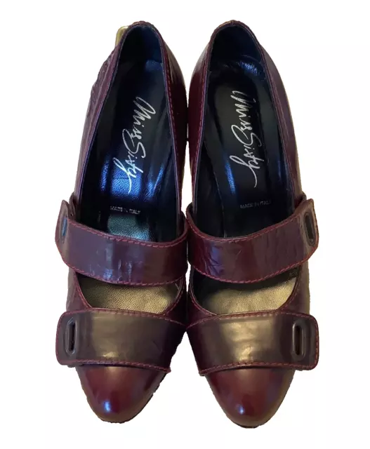 MISS SIXTY Shoes Women Sz 6.5 Italian Leather Heels Burgundy/Red Sexy Edgy Pumps 3